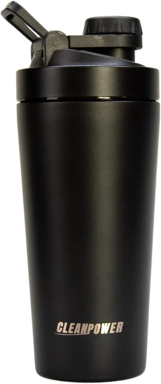 Stainless Steel Shaker Bottle for Protein Shakes, Smoothies, Coffee | Odor-Resistant | BPA-Free Lid | Matte Black