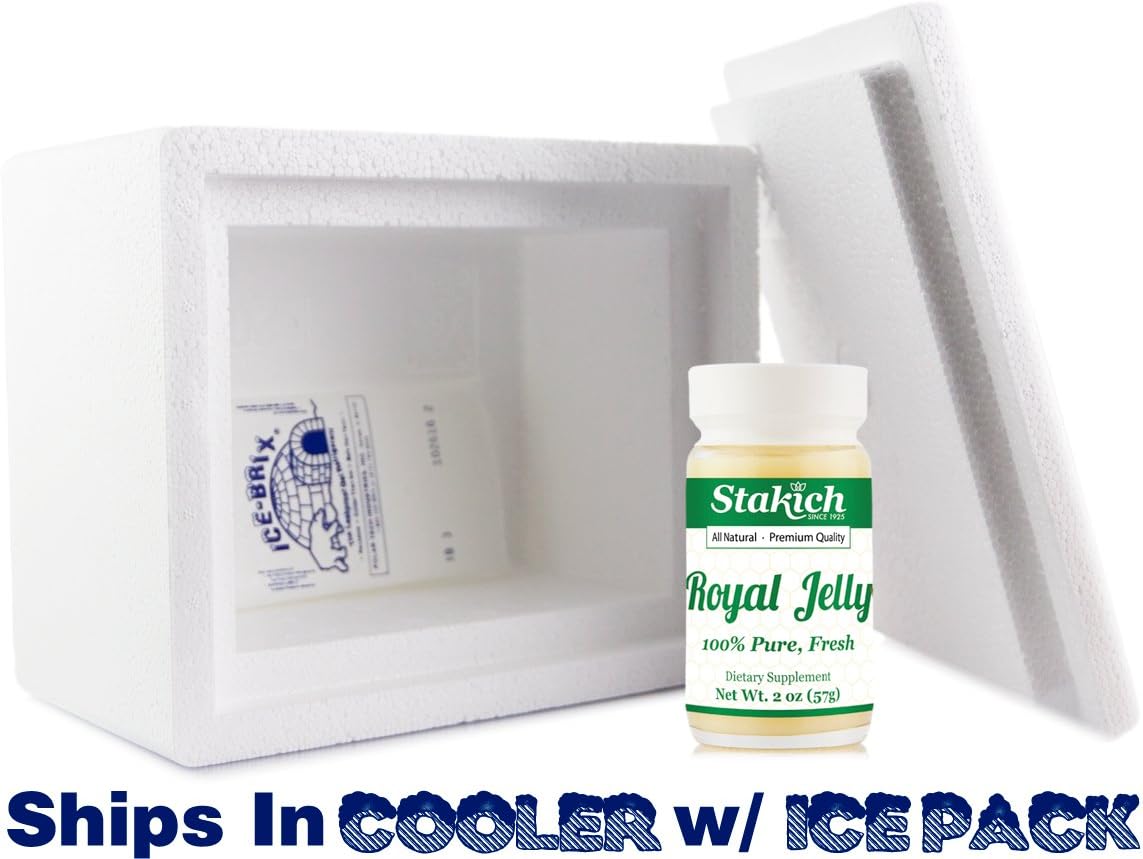 Stakich Fresh Royal Jelly - 100% Pure and Natural - 2 Ounce (57 Grams) - No Additives, Flavors, or Preservatives