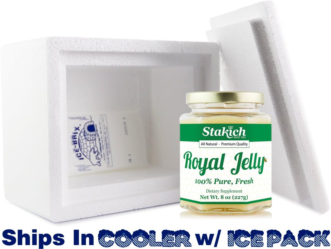 Stakich Fresh Royal Jelly - 100% Pure and Natural - No Additives - 8 oz (227g)