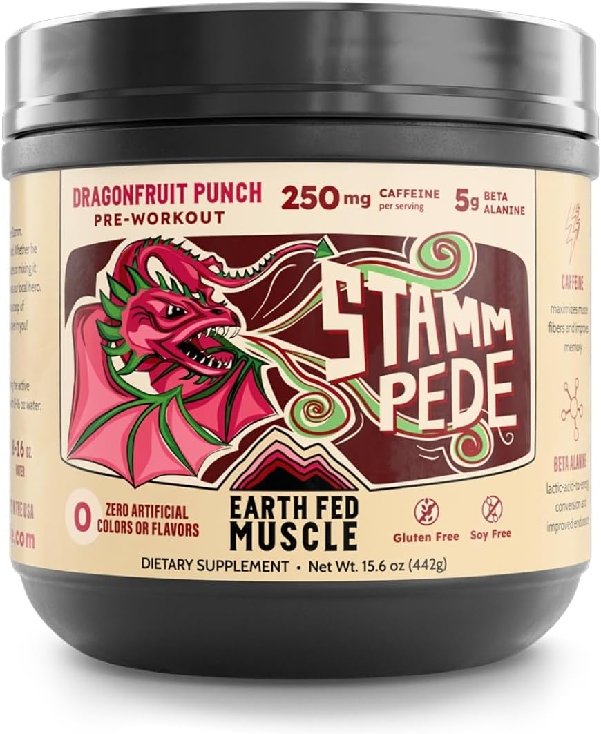 Stammpede DragoFruit Punch Pre Workout - 30 Servings, Energy Boost, Enhanced Endurance and Focus - Beta-Alanine, 250mg Caffeine, Citrulline Malate, Taurine, Tyrosine - Keto, Sugar-Free