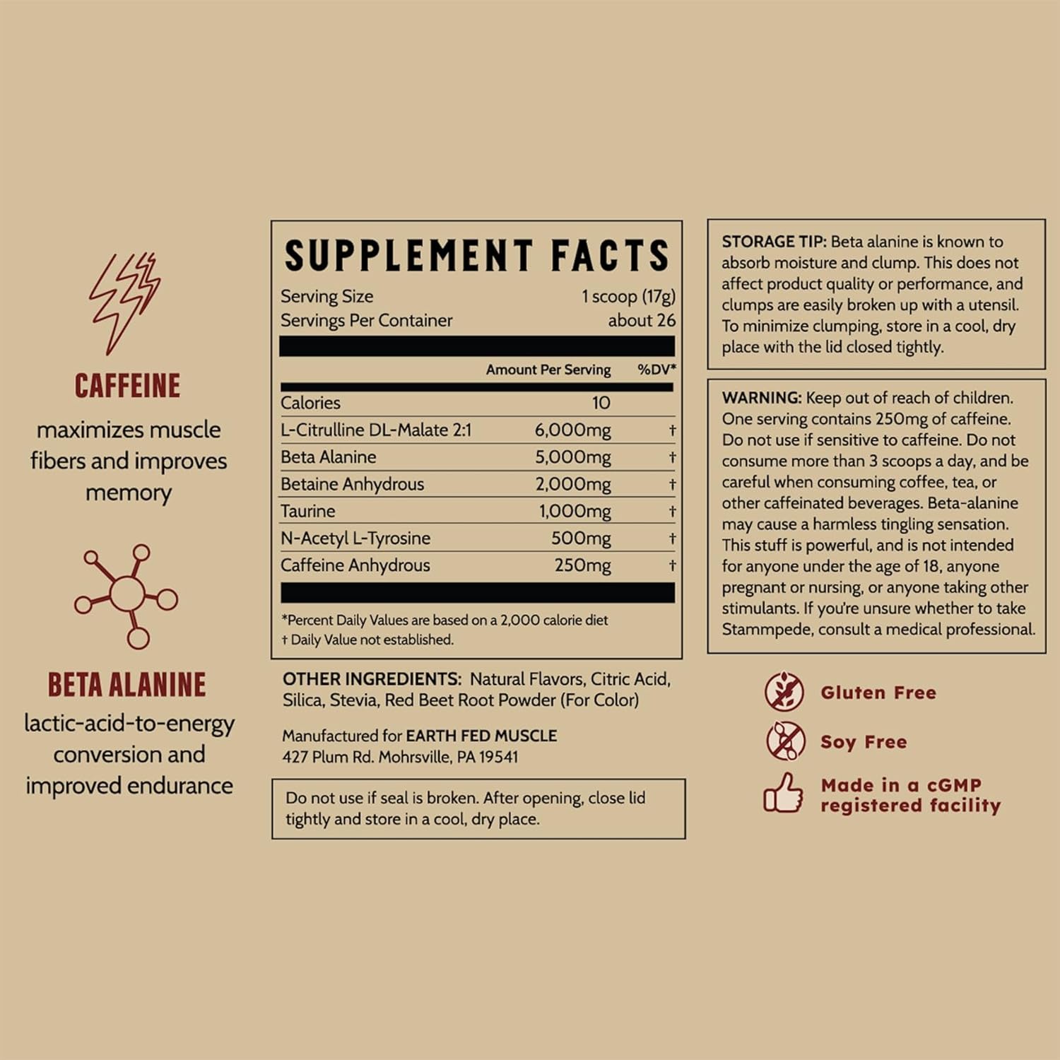 Stammpede DragoFruit Punch Pre Workout - 30 Servings, Energy Boost, Enhanced Endurance and Focus - Beta-Alanine, 250mg Caffeine, Citrulline Malate, Taurine, Tyrosine - Keto, Sugar-Free