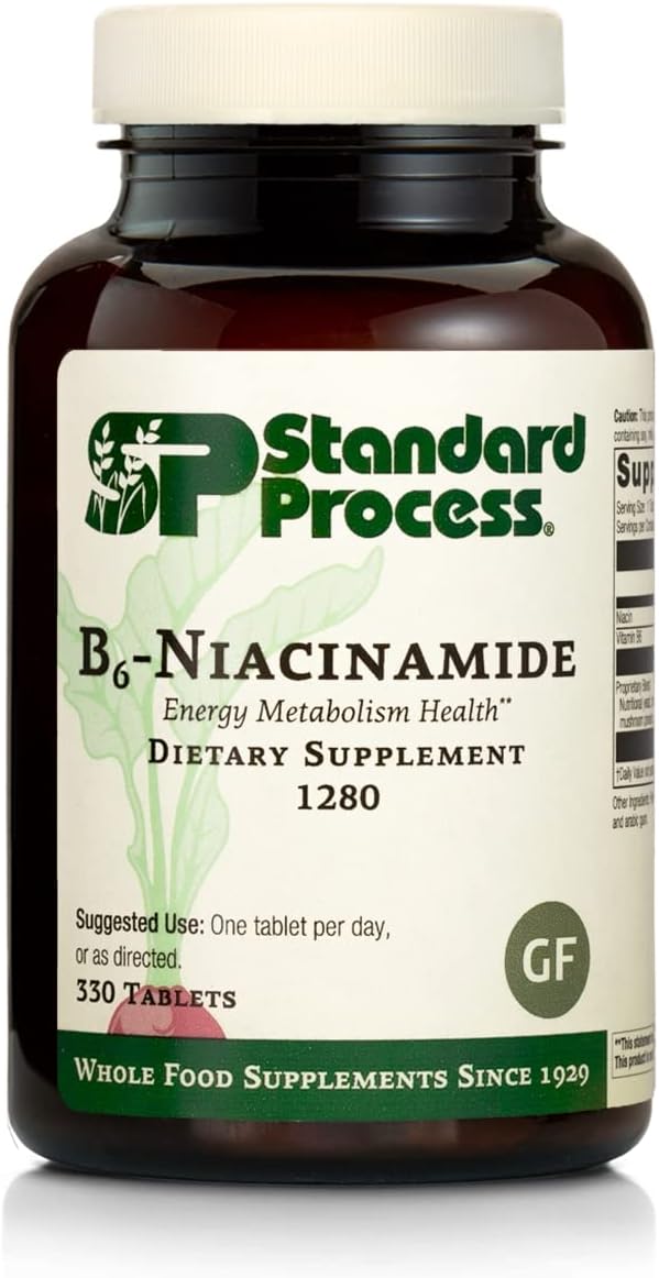 Standard Process B6-Niacinamide Supplement - Promotes Energy Metabolism, Heart Health, and Digestion - 330 Tablets with Vitamin B6, Niacin, Ascorbic Acid, Reishi Mushroom, Shiitake Mushroom, and More