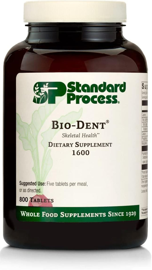 Standard Process Bio-Dent Supplement - Supports Skin, Muscle, and Bone Health - Whole Food Formula with Calcium, Licorice Root, Manganese, Phosphorus - 800 Tablets