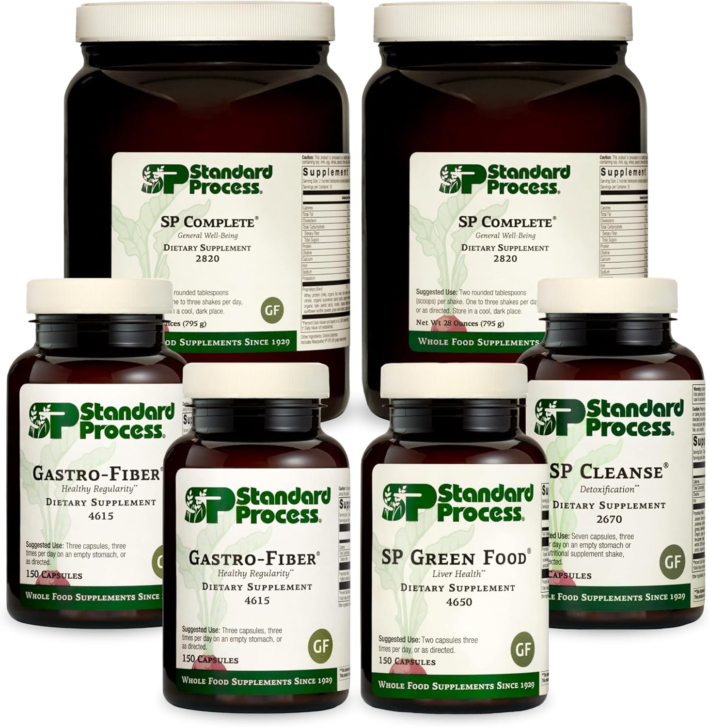 Standard Process Detox and Liver Support Kit with SP Complete and Gastro-Fiber - Milk Thistle, Whey Protein, Choline, Calcium - Cleanse and Purify Your Body