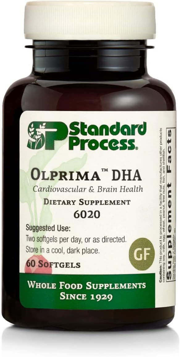 Standard Process Olprima DHA Softgels - Whole Food Cognitive & Heart Health Support with Tuna Fish Oil & Astaxanthin - 60ct Gluten Free