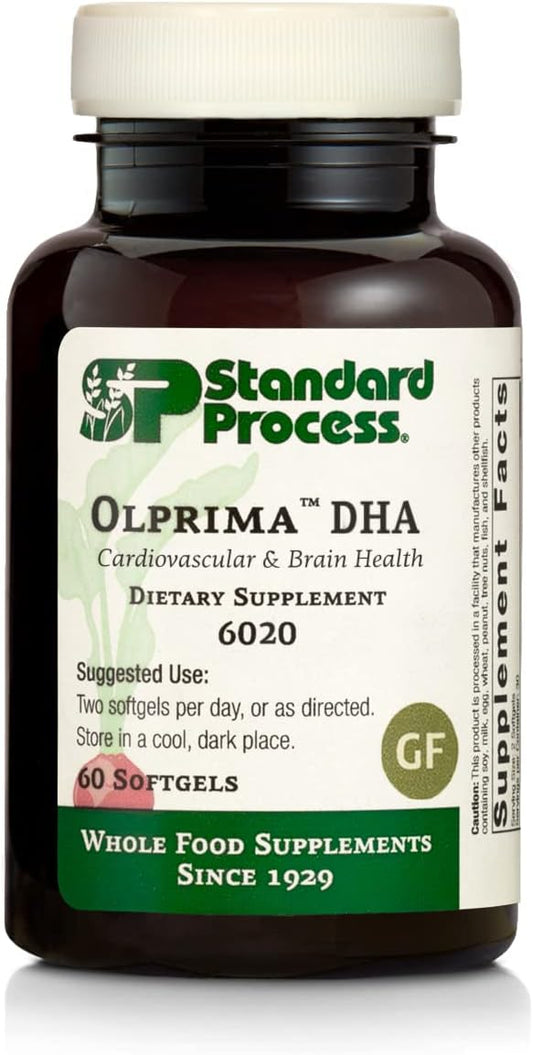 Standard Process Olprima DHA Softgels - Whole Food Cognitive & Heart Health Support with Tuna Fish Oil & Astaxanthin - 60ct Gluten Free
