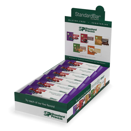 Standard Process StandardBar: Gluten-Free Protein Bar with Whole Food Calcium, Potassium, Vegetarian Formula - 18 Bars - Berry Pack
