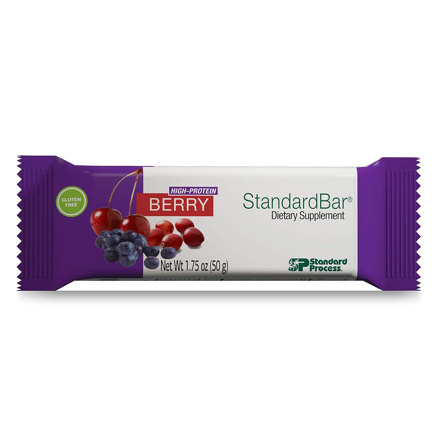 Standard Process StandardBar: Gluten-Free Protein Bar with Whole Food Calcium, Potassium, Vegetarian Formula - 18 Bars - Berry Pack