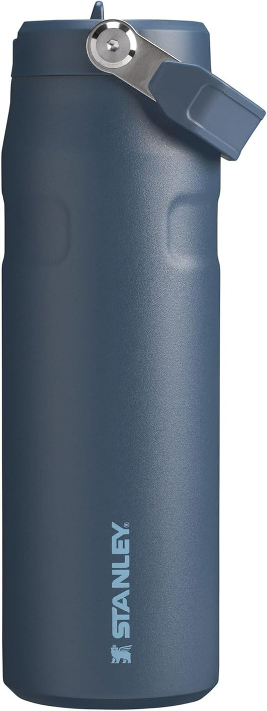 Stanley IceFlow Flip Straw 2.0 Water Bottle 24 OZ | Insulated Stainless Steel with Built-In Straw | Leak-Resistant Navy Bottle