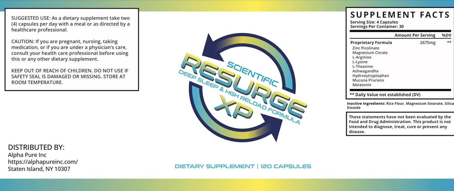 StarPass Labs Resurge Advanced Deep Sleep Melatonin Aid Formula - 120 Capsules
