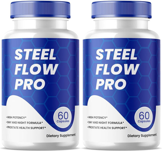 Steel Flow Pro Capsules for Prostate Health - Maximum Strength, Natural Formula, 2 Pack (120 Capsules)