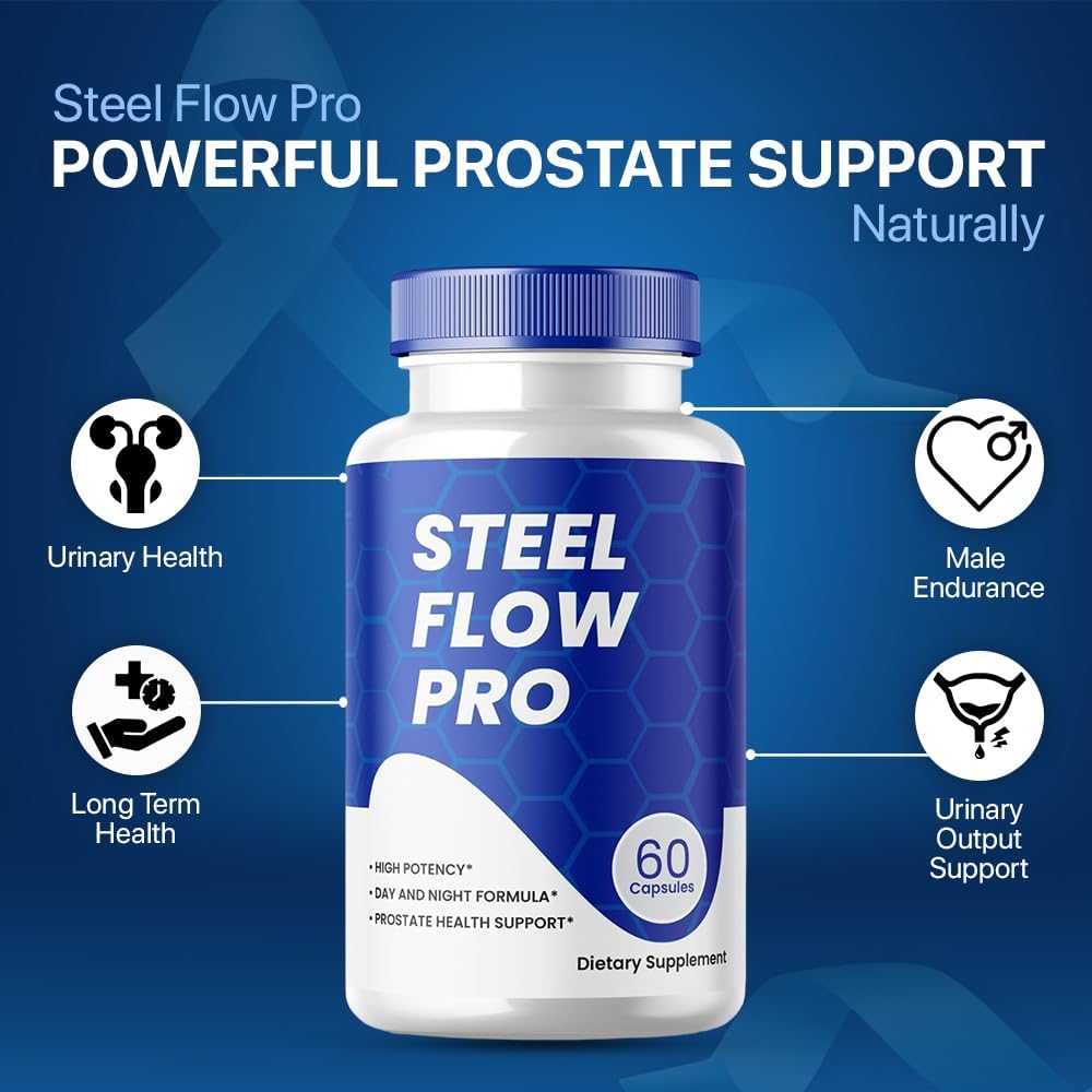 Steel Flow Pro Capsules for Prostate Health - Maximum Strength, Natural Formula, 2 Pack (120 Capsules)