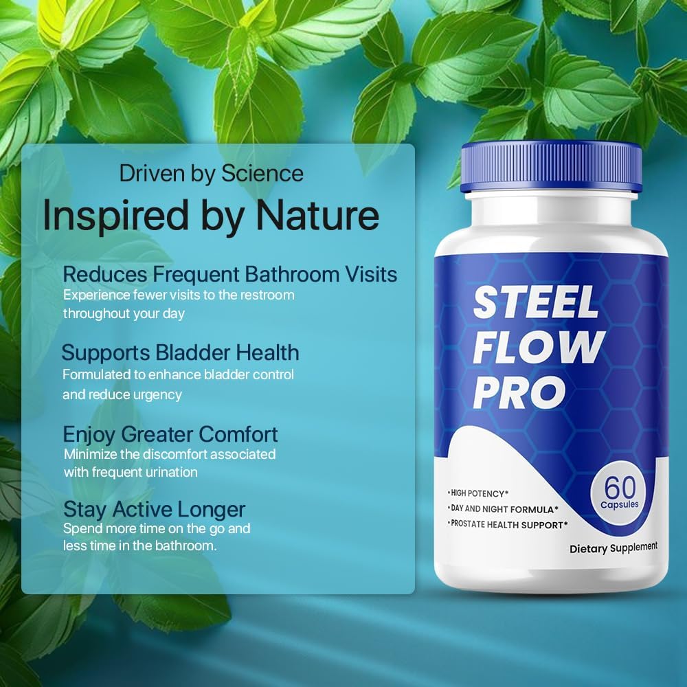 Steel Flow Pro Capsules for Prostate Health - Maximum Strength, Natural Formula, 2 Pack (120 Capsules)