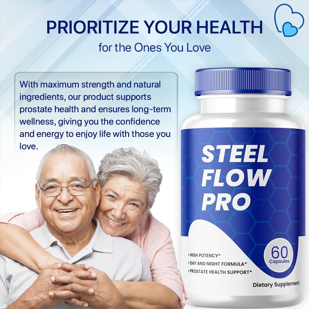 Steel Flow Pro Capsules for Prostate Health - Maximum Strength, Natural Formula, 2 Pack (120 Capsules)