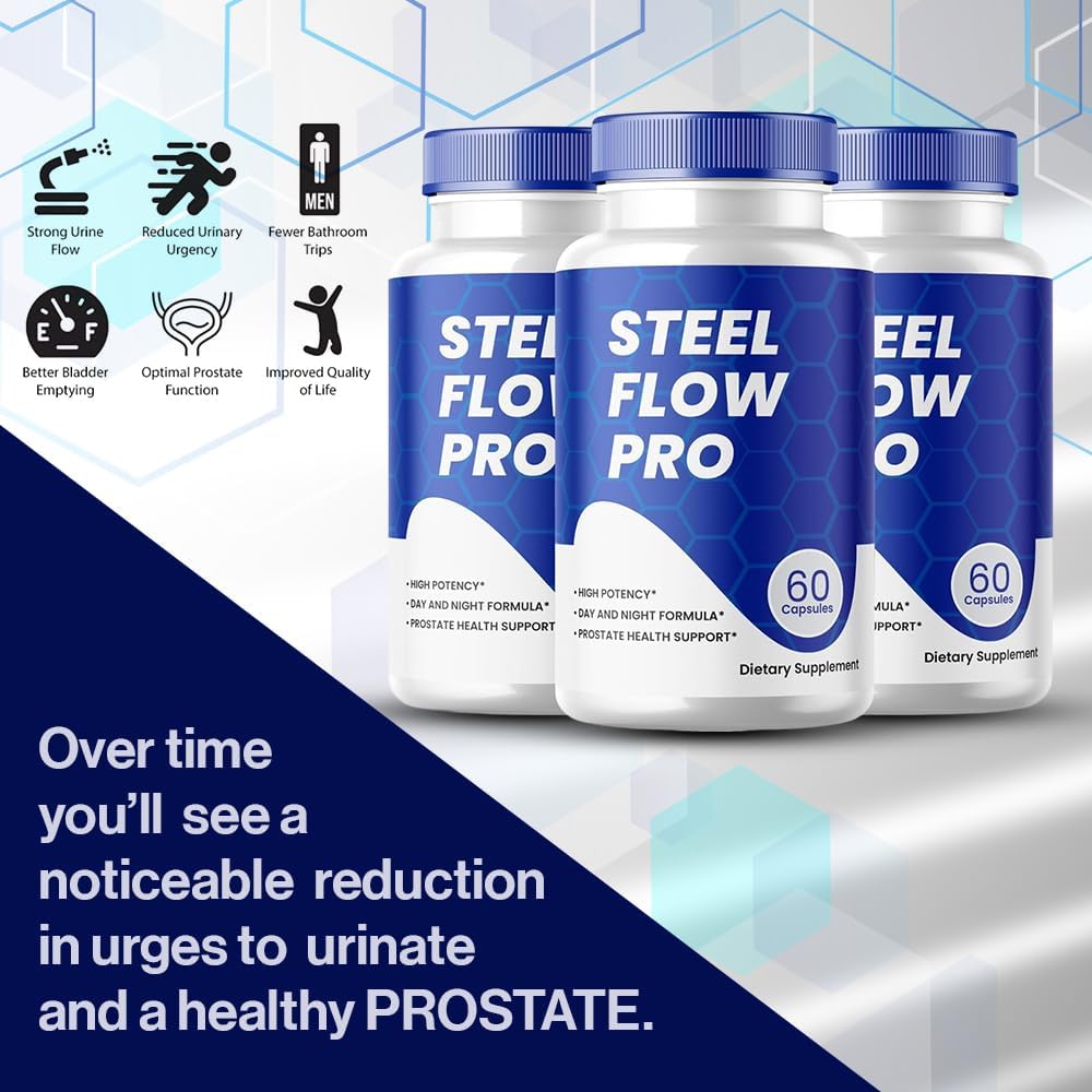 Steel Flow Pro Capsules for Prostate Health - Maximum Strength, Natural Formula, 2 Pack (120 Capsules)