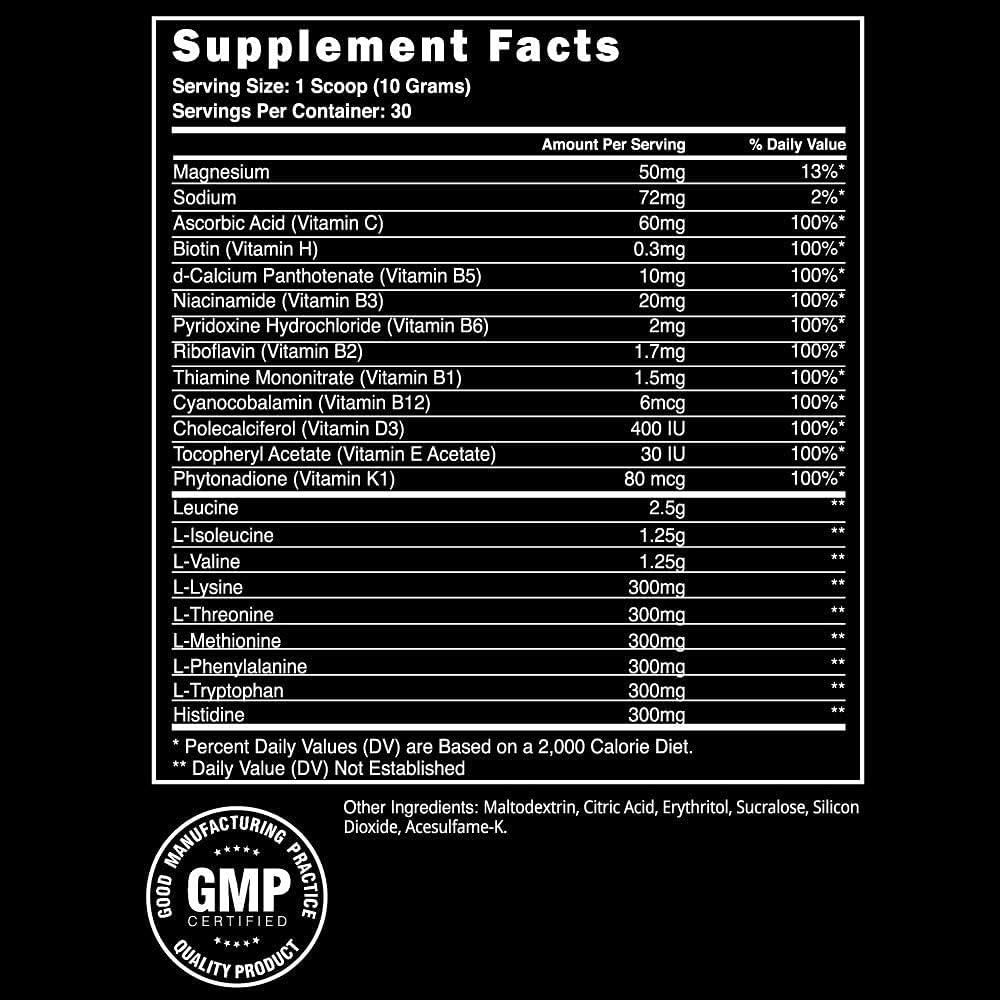 Steel Supplements Fruit Punch BCAA EAA Powder for Lean Muscle Growth and Endurance - 30 Servings
