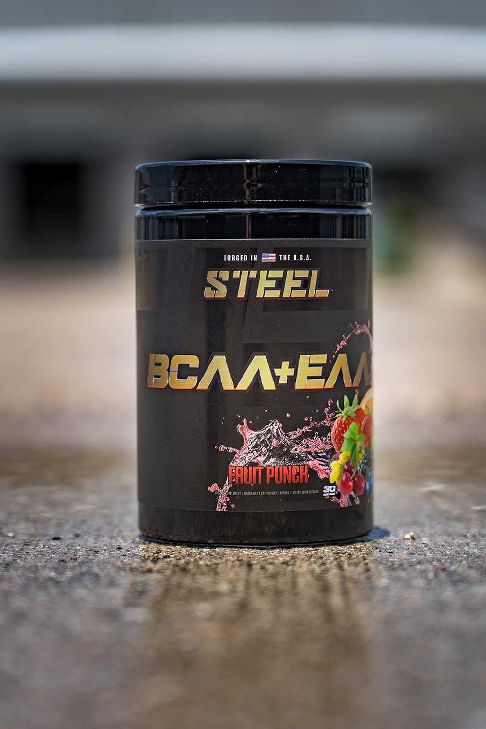 Steel Supplements Fruit Punch BCAA EAA Powder for Lean Muscle Growth and Endurance - 30 Servings