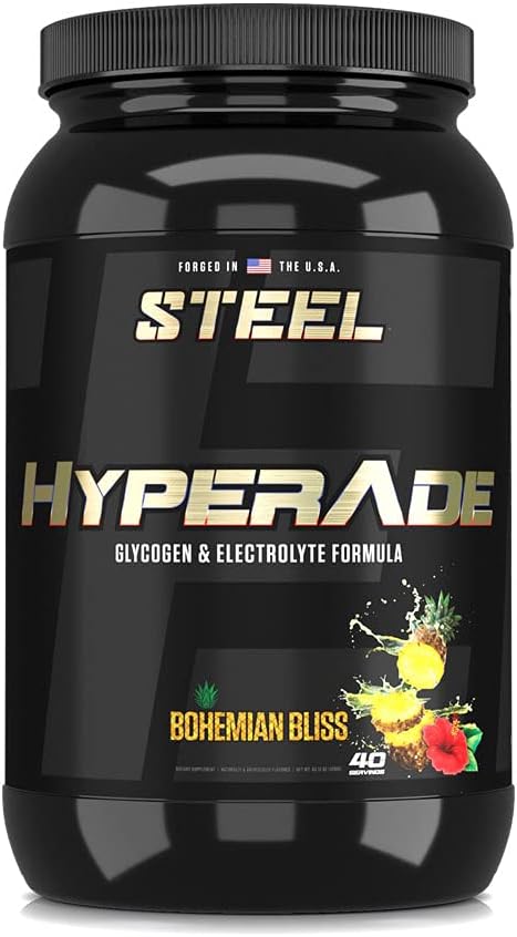 Steel Supplements Hyperade: Advanced Hydration Powder with Fast-Absorbing Electrolytes & Glycogen Formula for Energy & Recovery - Pre/Intra/Post Workout (Bohemian Bliss)