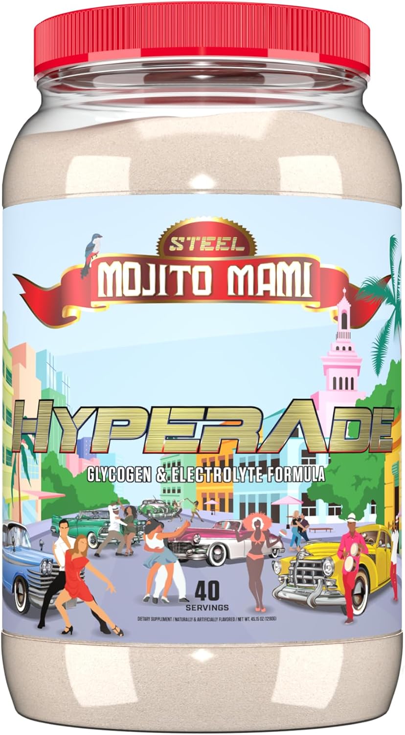 Steel Supplements HyperAde Carbohydrate Powder with Essential Amino Acids - Fast Absorbing Formula for Pre, Intra, Post Workout - 40 Servings - Mojito Mami Flavor