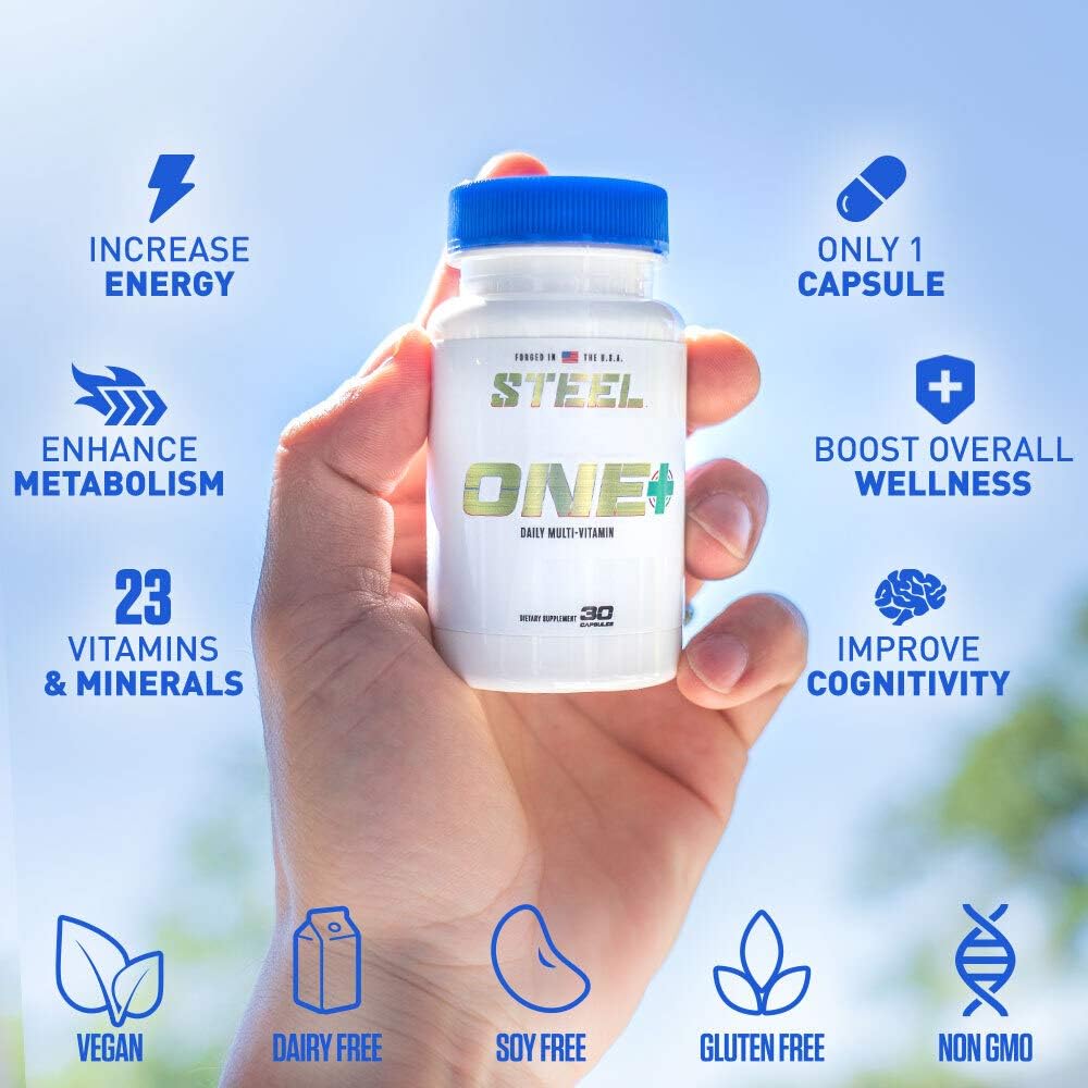 Steel Supplements ONE+ Daily Multivitamin: Essential Minerals and Vitamins for Men and Women - Biotin, Spectra, Zinc, Magnesium - 30 Day Supply