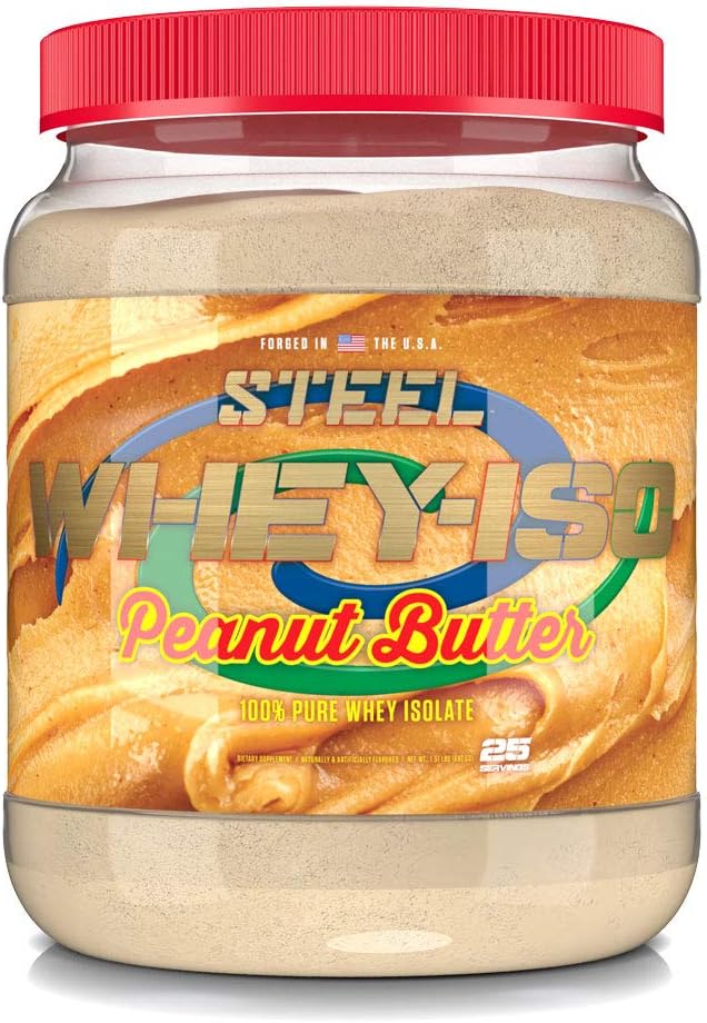 Steel Supplements Whey-Iso Peanut Butter Flavor: Fast-Absorbing Whey Isolate Protein Powder for Lean Muscle Growth, Easy Digestion, Gluten-Free, Low Carb - 25 Servings