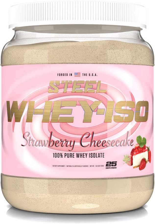 Steel Supplements Whey-ISO Strawberry Cheesecake 100% Whey Isolate Protein Powder - Gluten Free, Fast Absorbing (25 Servings)
