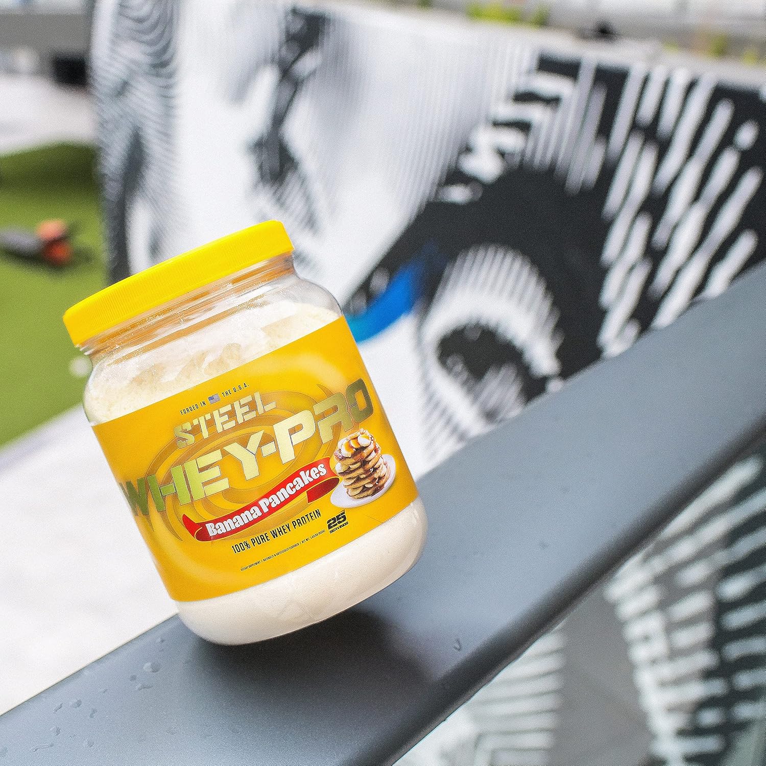 Steel Supplements Whey-Pro Banana Pancakes: Pure Whey Protein Powder for Muscle Gain and Recovery, Gluten Free, BCAA 5g, 1.43 lbs