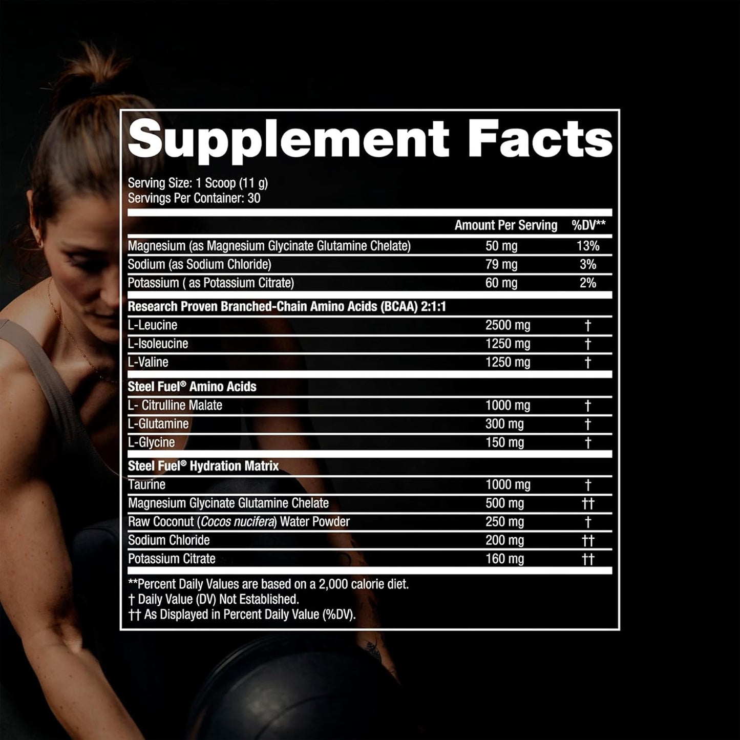 SteelFit Steel Fuel BCAA + Electrolyte Powder, Black Cherry Slushie Flavor, 30 Servings - Sugar-Free Amino Acids for Workout Hydration & Recovery