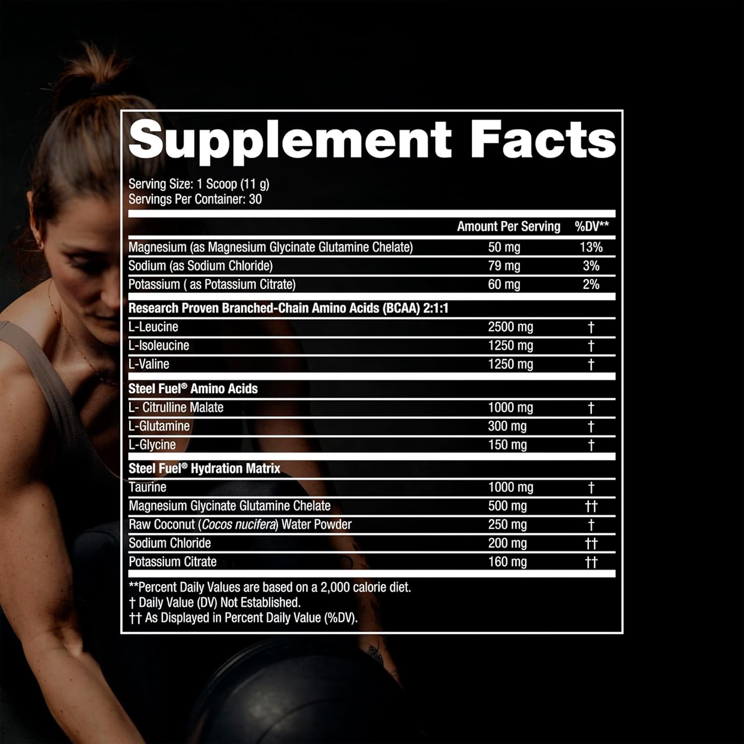SteelFit Steel Fuel BCAA + Electrolyte Powder, Black Cherry Slushie Flavor, 30 Servings - Sugar-Free Amino Acids for Workout Hydration & Recovery