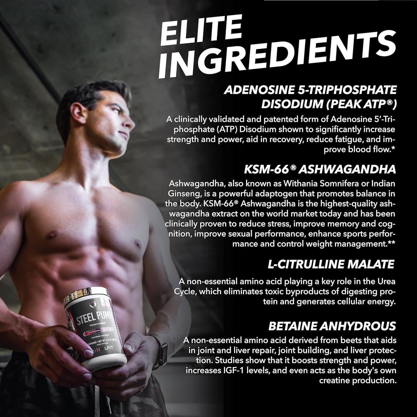 SteelFit Steel Pump Pre Workout Powder - Blue Raspberry Flavor, 30 Servings - Nitric Oxide Supplement for Muscle Building & Recovery - Includes Peak ATP, Ashwagandha, & Electrolytes