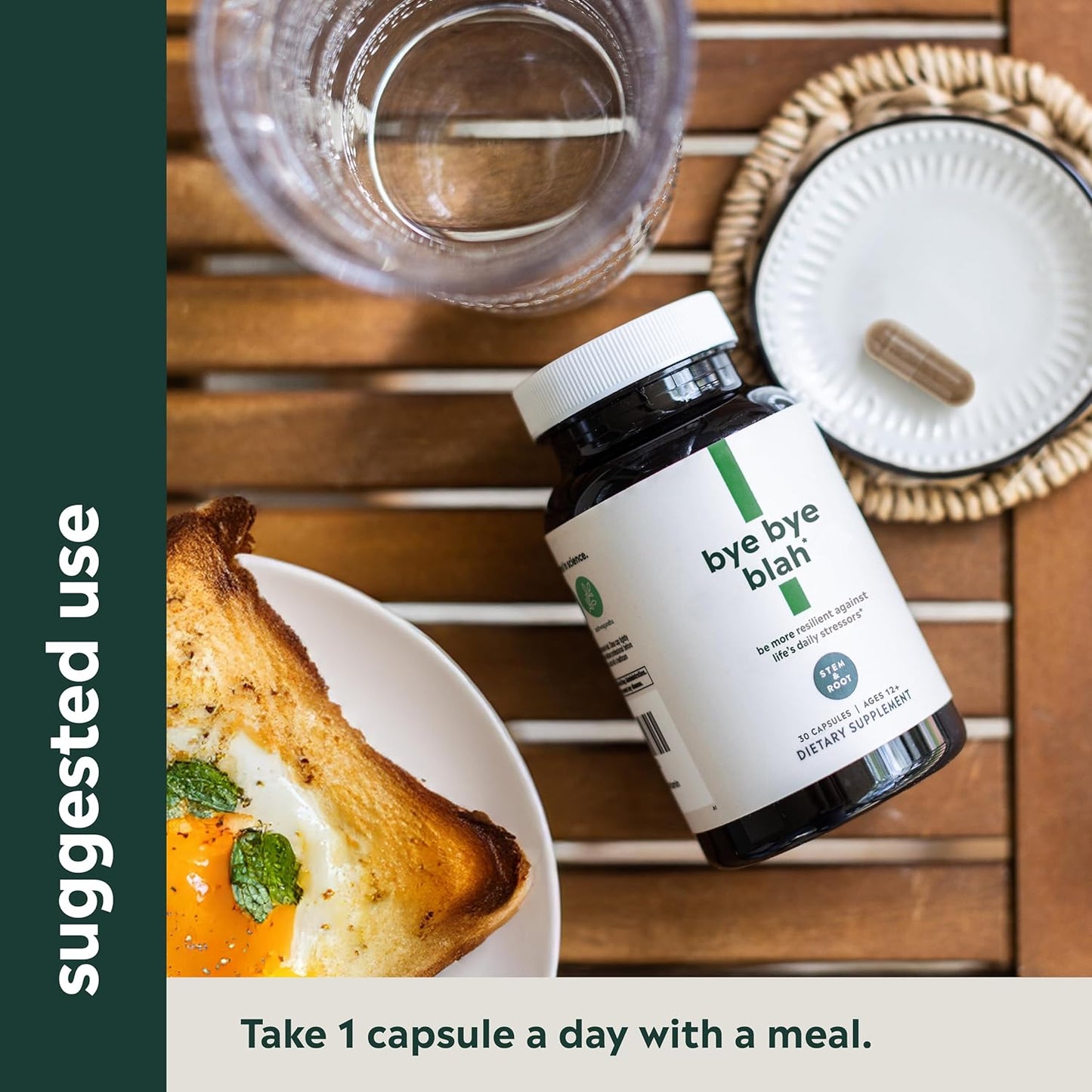 Stem & Root™ Bye Bye Blah Capsules | Probiotic, Digestive Enzymes, Ashwagandha | 1 Billion CFUs | Boost Mood, Energy, Immunity | 30 Capsules