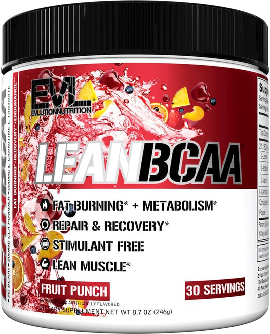 Stimulant-Free Lean BCAA Powder with CLA and Amino Acids for Muscle Recovery and Fat Burn - Fruit Punch Flavor