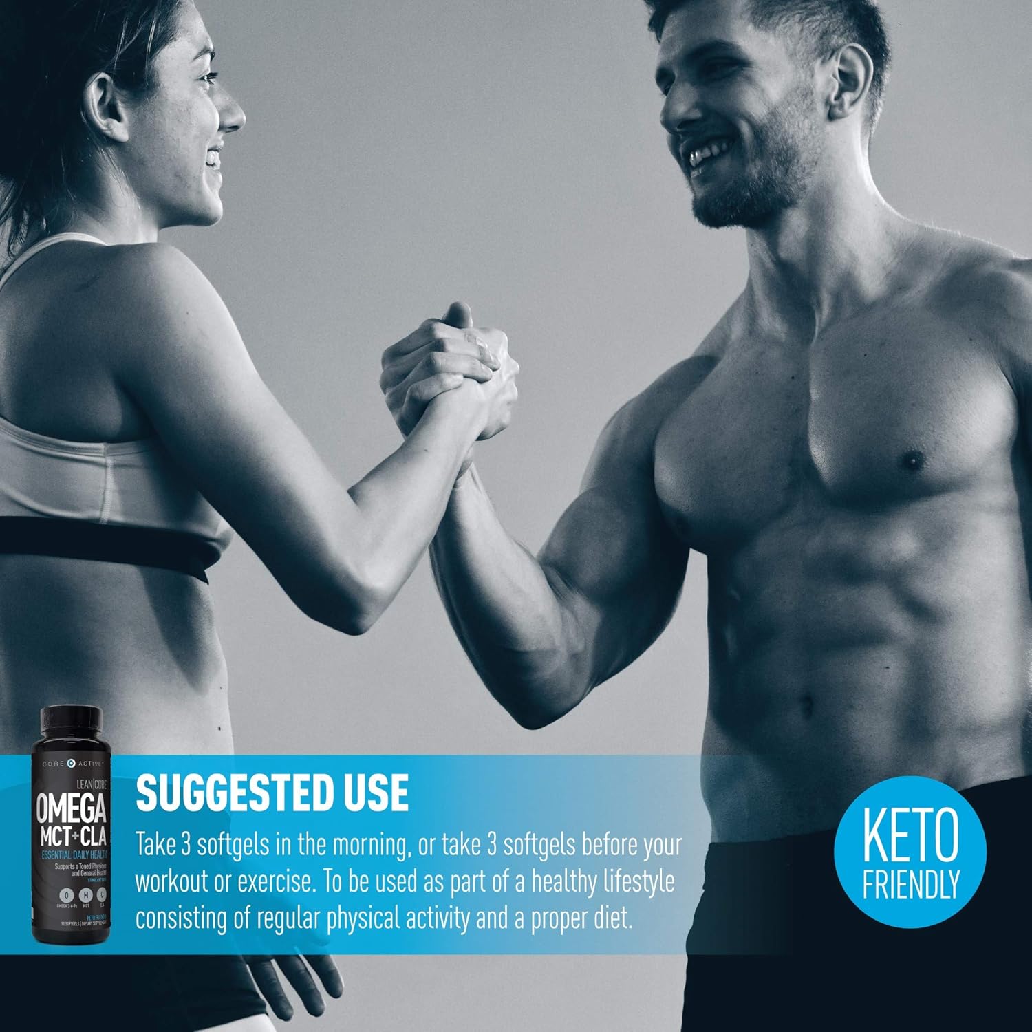 Stimulant-Free Lean Muscle Health Formula with Omega MCT, CLA, and Omega 3-6-9 Fatty Acids - 30 Day Supply (90 Softgels)