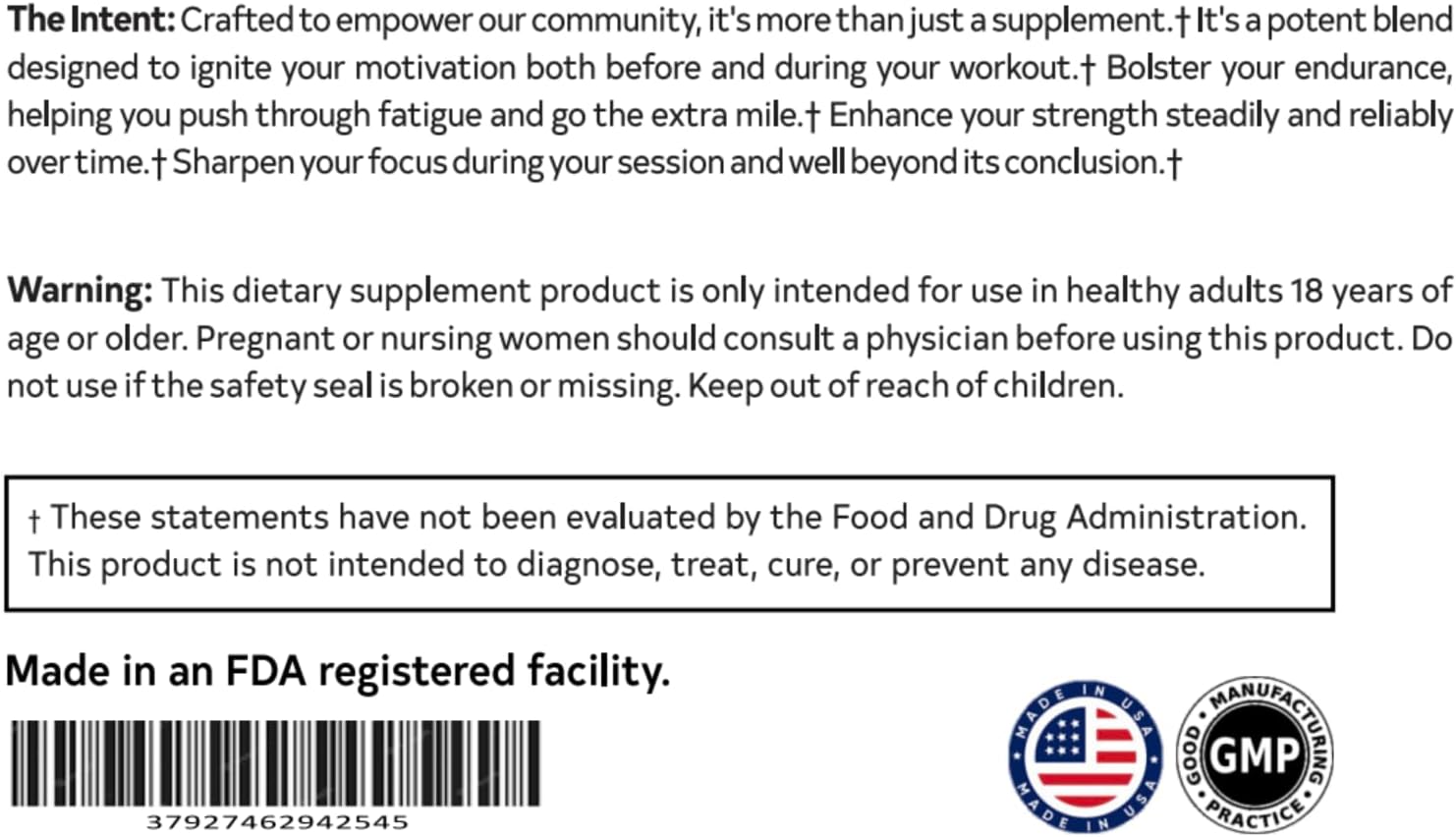 Stimulant-Free Pre-Workout for Energy, Endurance, Focus, and Strength by Intents Nutrition
