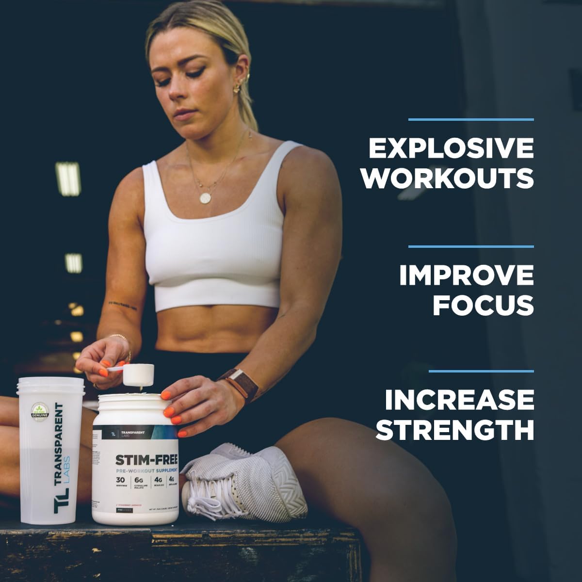 Stimulant-Free Pre-Workout Powder with Beta Alanine, Citrulline Malate, & elevATP - Peach Mango Flavor for Men and Women - 30 Servings