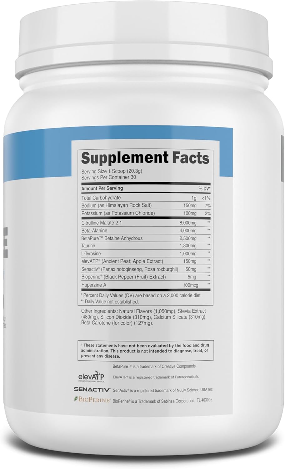 Stimulant-Free Pre-Workout Powder with Beta Alanine, Citrulline Malate, & elevATP - Peach Mango Flavor for Men and Women - 30 Servings