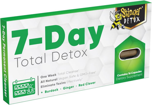 Stinger Detox 7-Day Total Cleanse with Burdock, Ginger, and Red Clover - All Natural Vegan & GMO-Free Permanent Cleanser