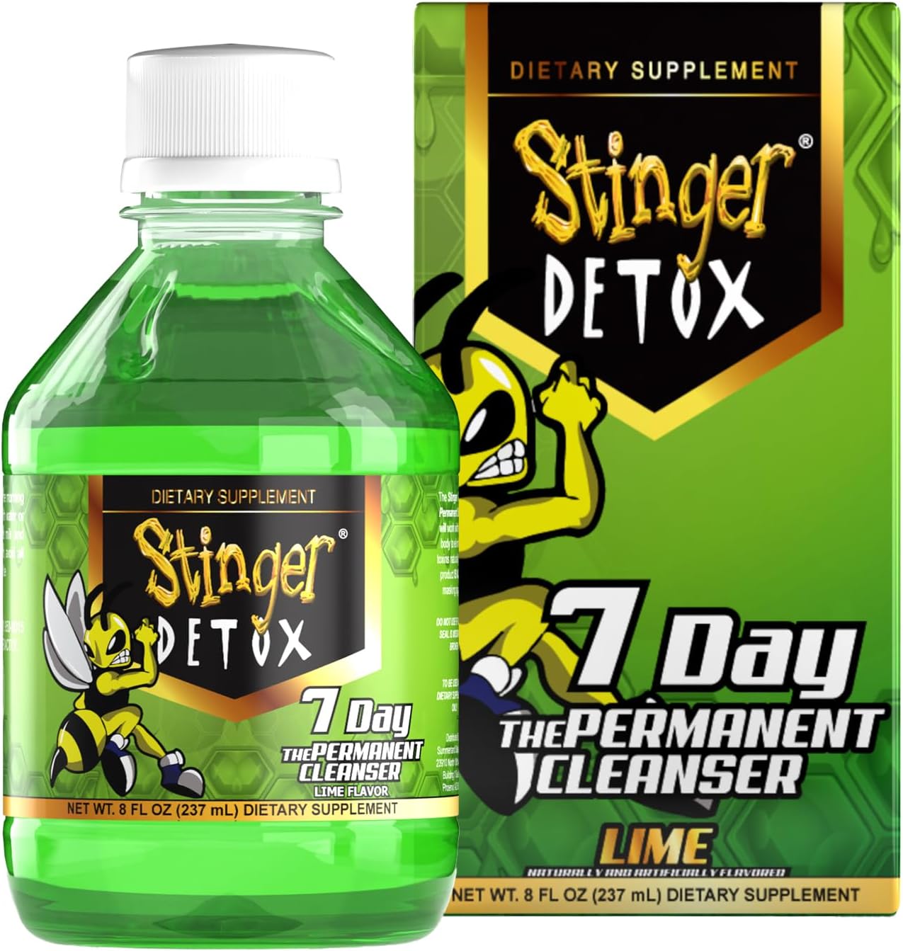 Stinger Detox Lime Flavor 7-Day Drink for Permanent Cleansing - 8 FL OZ