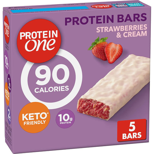 Strawberries and Cream Protein One Bars, 90 Calories, Keto Friendly - 5 Ct, 4.8 oz