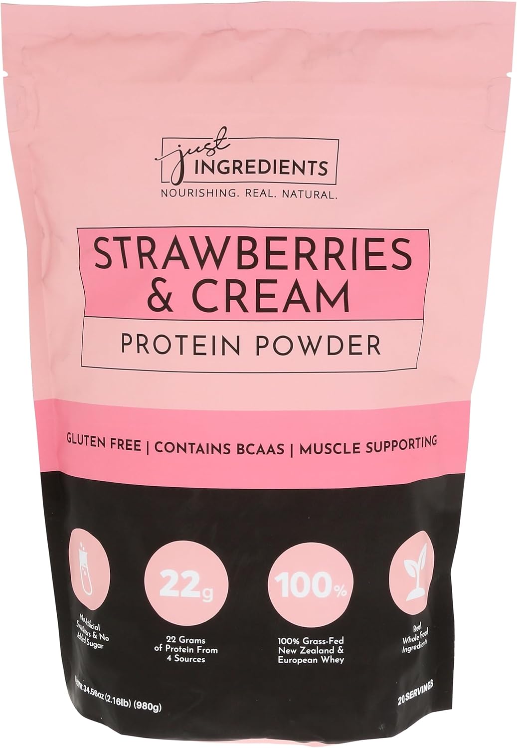 Strawberries & Cream Whey Protein Powder - 34.56 OZ - High-Quality Ingredients