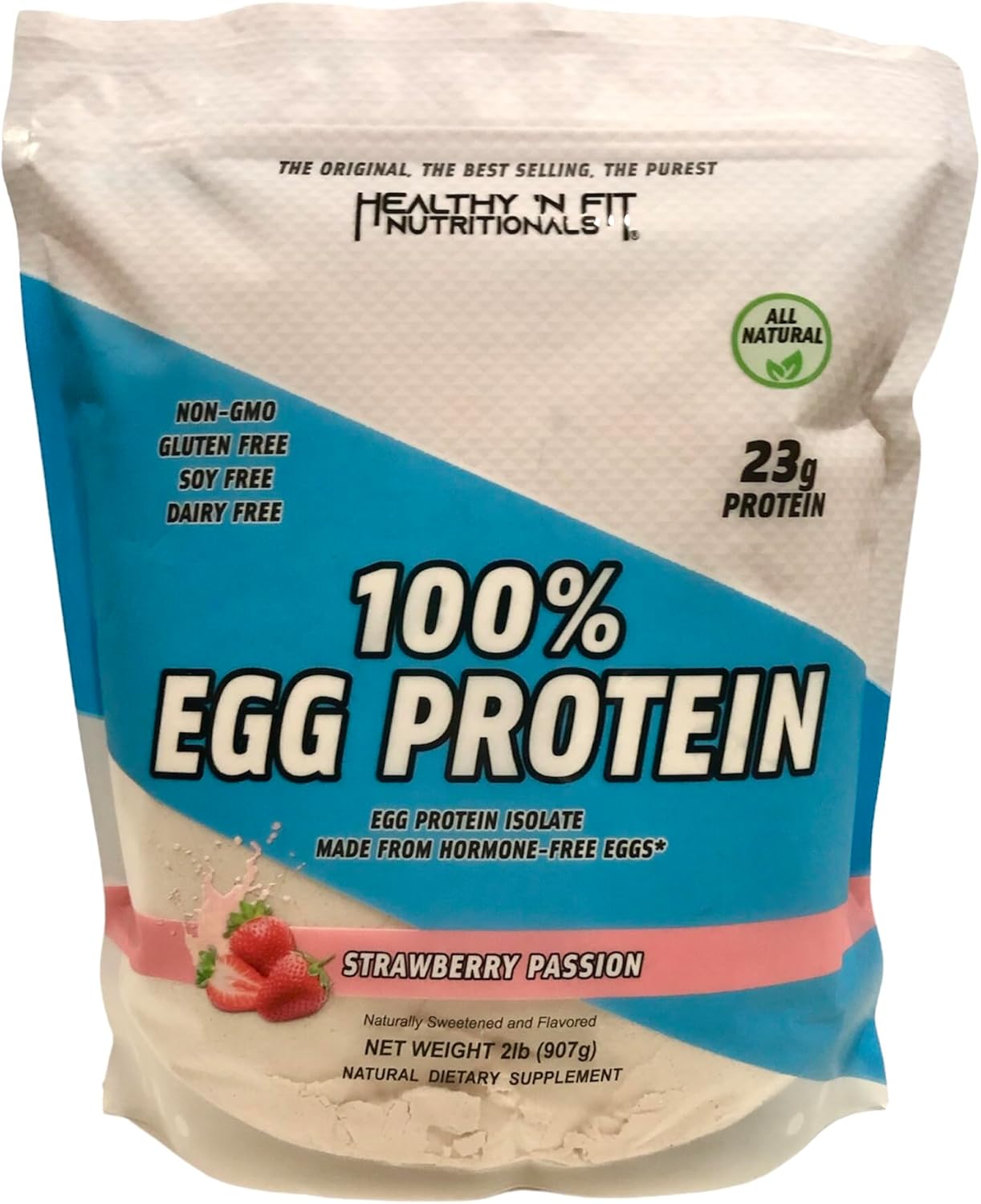 Strawberry 100% Egg White Protein with Natural Peptides - 12oz, Zero Carb, Keto & Paleo Friendly