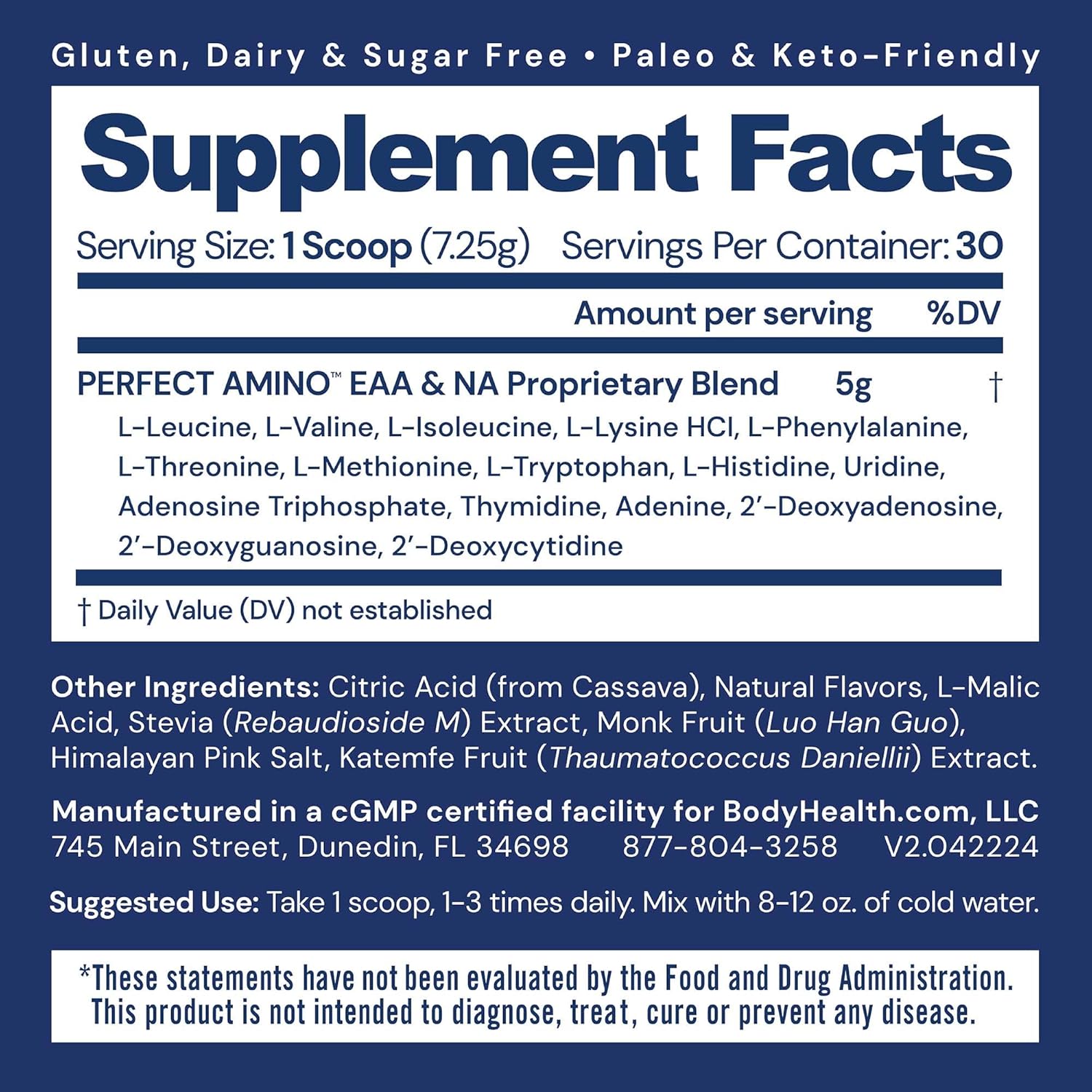Strawberry Amino Acid Energy Drink Powder - BCAA and EAA for Lean Muscle Support - Pre and Post Workout Supplement for Men and Women - 120 Servings