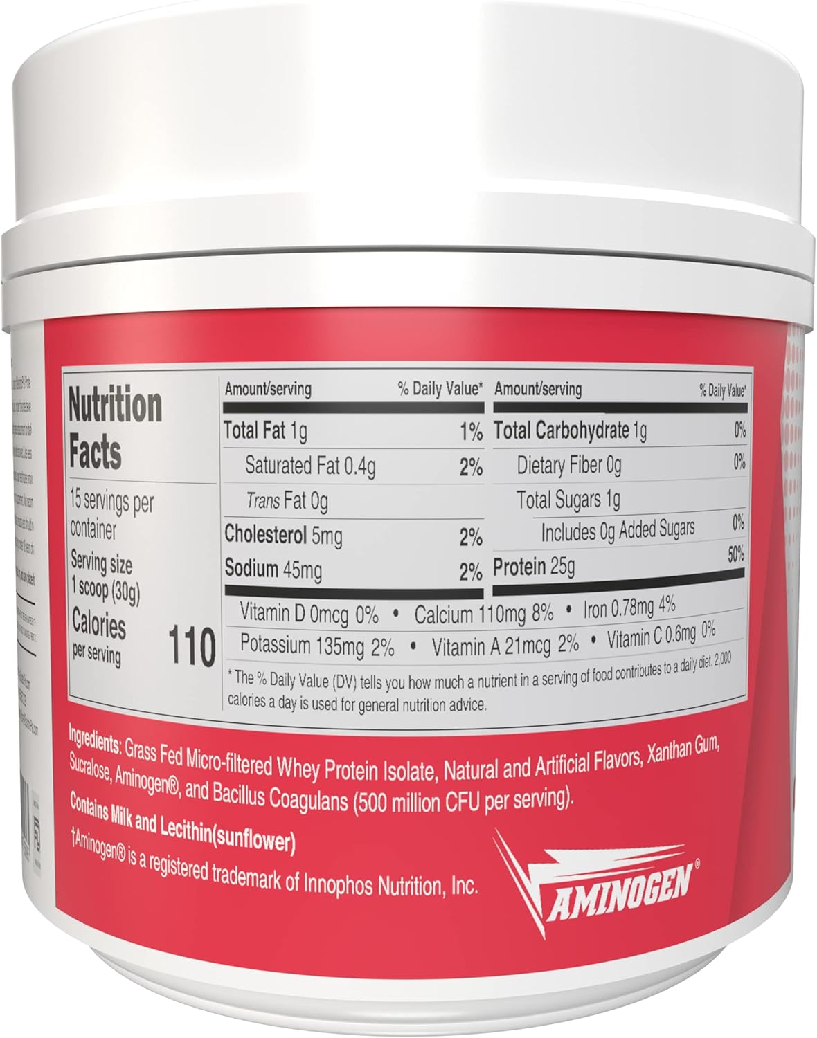 Strawberry BariatricPal Clean Whey Protein Powder with Probiotics: 25g Protein, 15 Servings