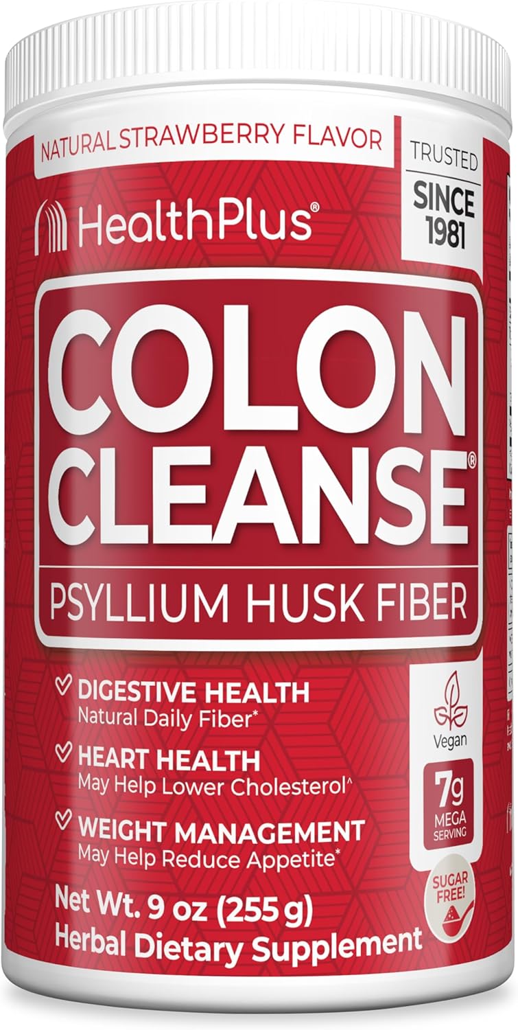 Strawberry Colon Cleanse Digestive Support with Natural Sweetener - Daily Fiber for Bloating Reduction - 9oz, 36 Servings
