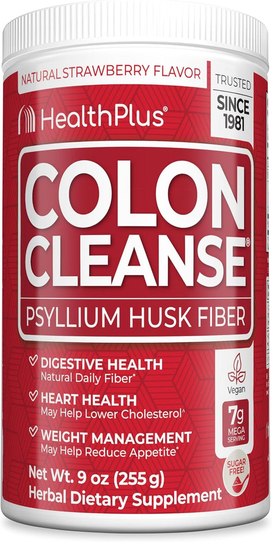 Strawberry Colon Cleanse Digestive Support with Natural Sweetener - Daily Fiber for Bloating Reduction - 9oz, 36 Servings