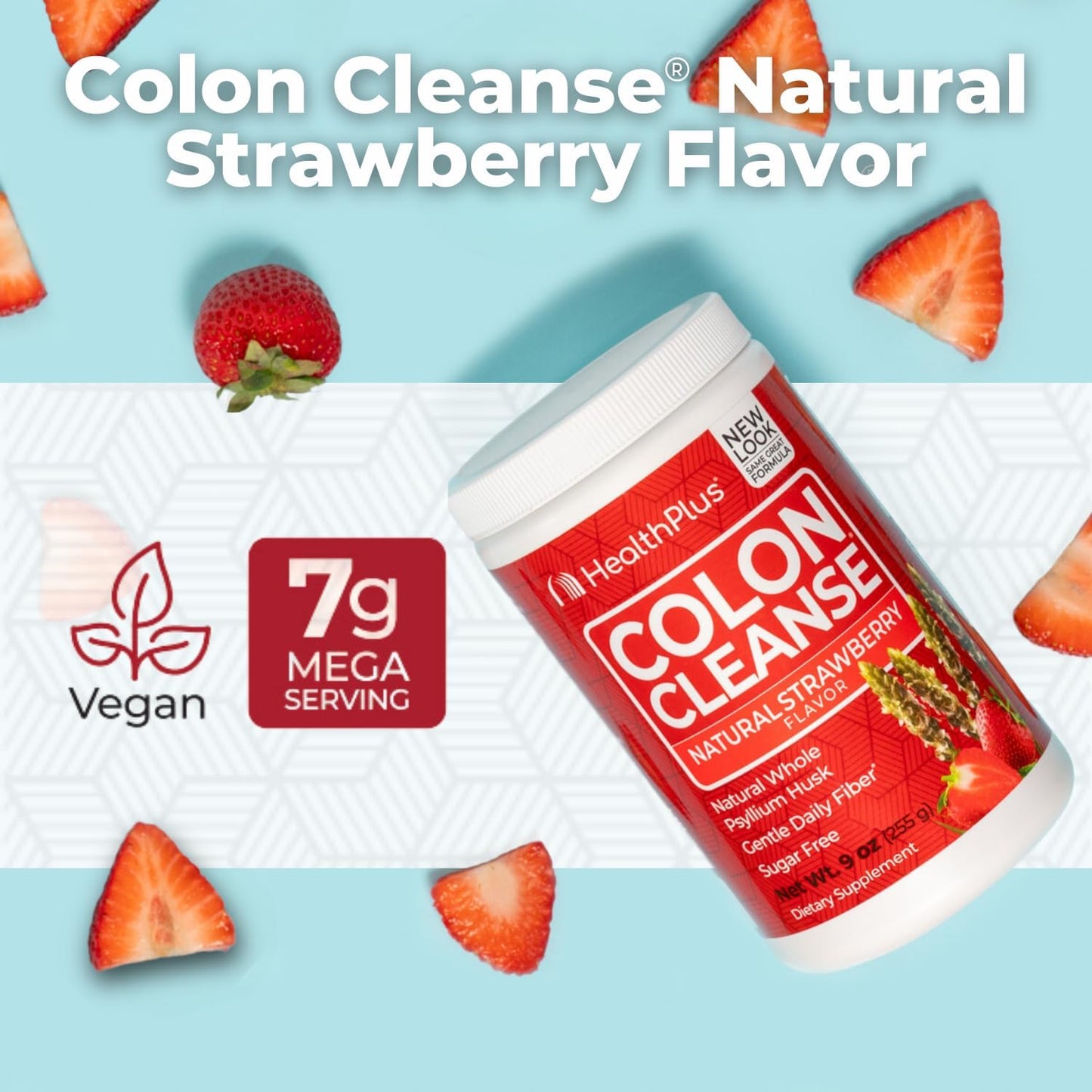 Strawberry Colon Cleanse Digestive Support with Natural Sweetener - Daily Fiber for Bloating Reduction - 9oz, 36 Servings