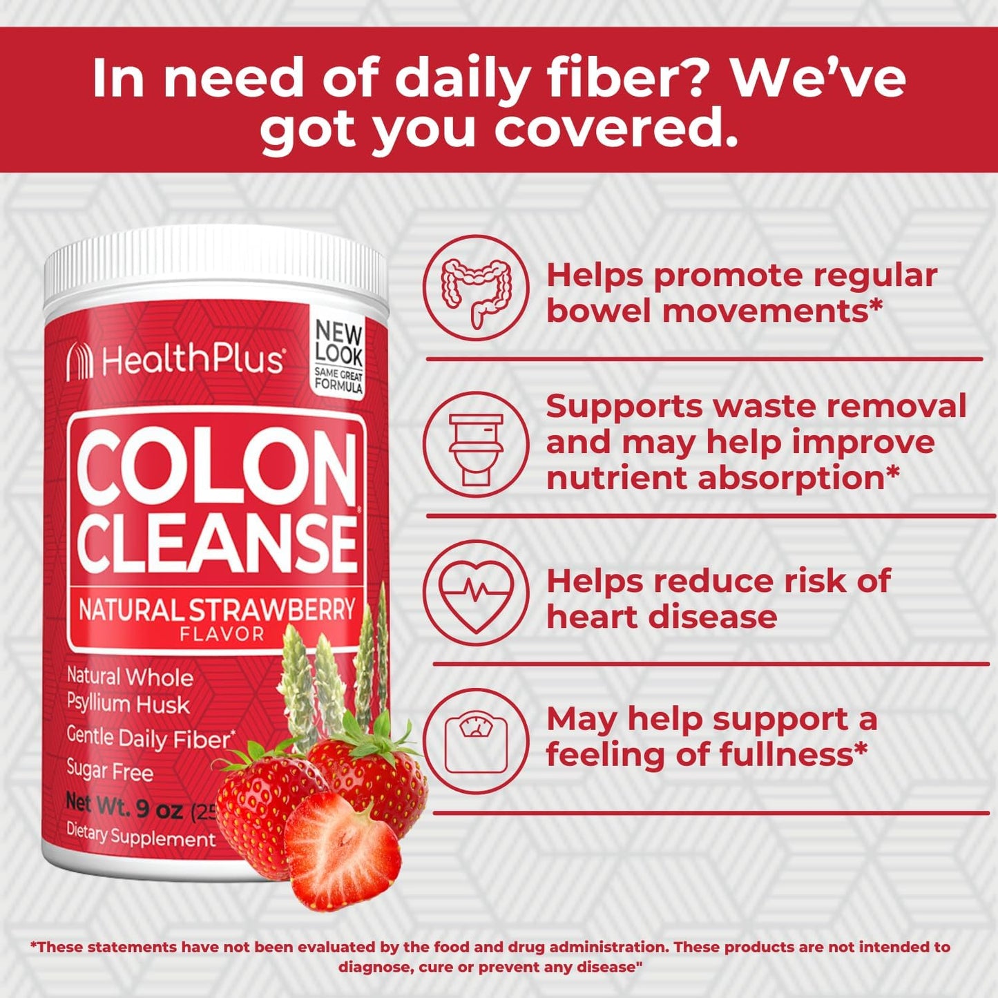 Strawberry Colon Cleanse Digestive Support with Natural Sweetener - Daily Fiber for Bloating Reduction - 9oz, 36 Servings