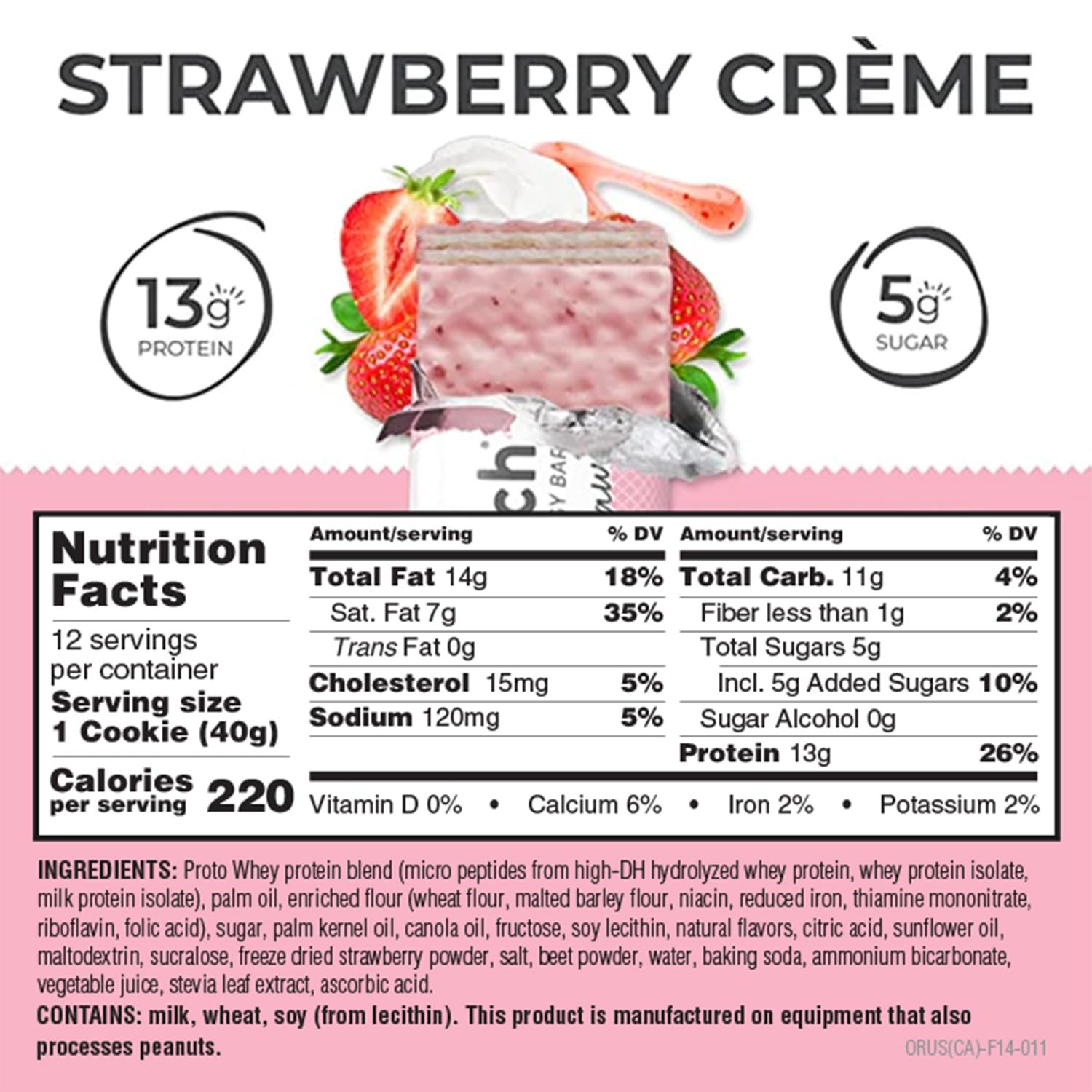 Strawberry Crème Power Crunch Protein Wafer Bars - High Protein Snacks, 12 Count
