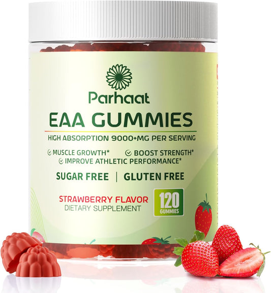 Strawberry EAA Gummies - 9000 mg Essential Amino Acids - Non-GMO, Gluten Free, Vegetarian Friendly