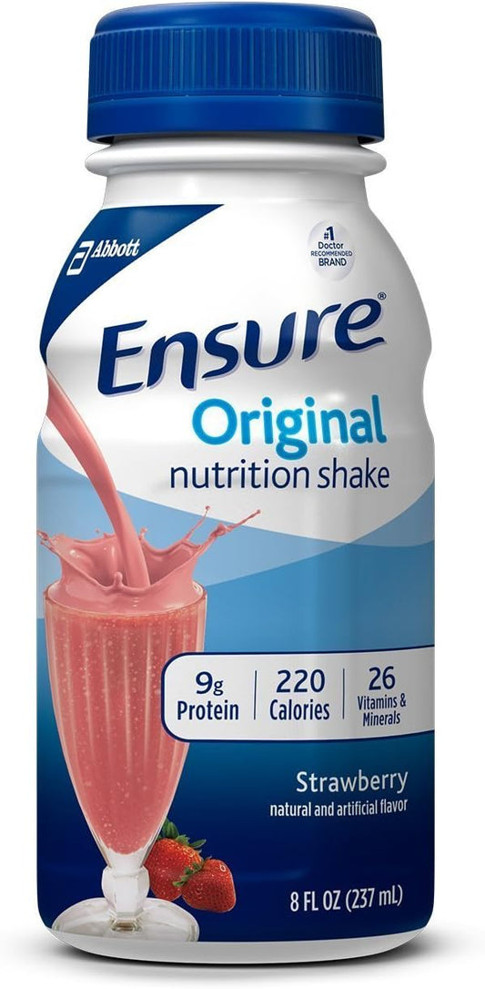 Strawberry Ensure Original Nutrition Shake, 8 Ounces, Pack of 6